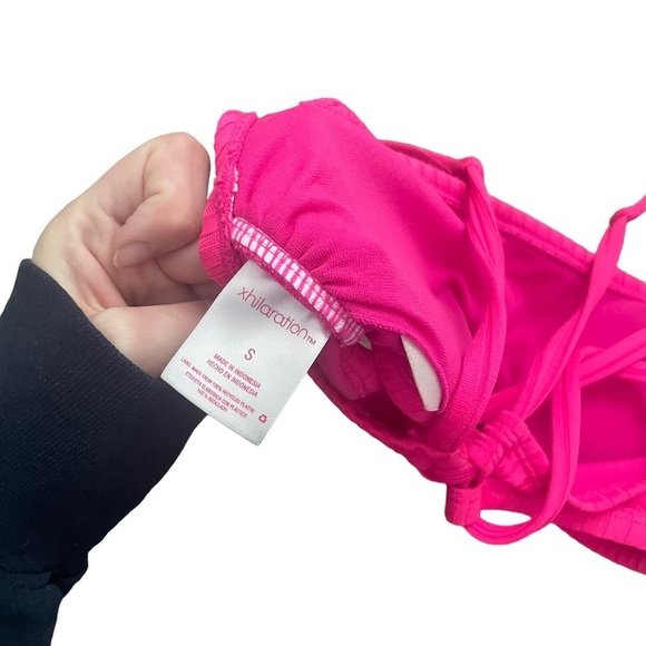 XHILARATION Bright Hot Pink Ribbed Square Neck Key Hole Cutout Summer Bikini Top - Picture 10 of 10